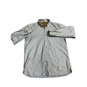 Visconti Black Men's Dress Shirt Multicolor Texture Button Down Contrast Cuffs L